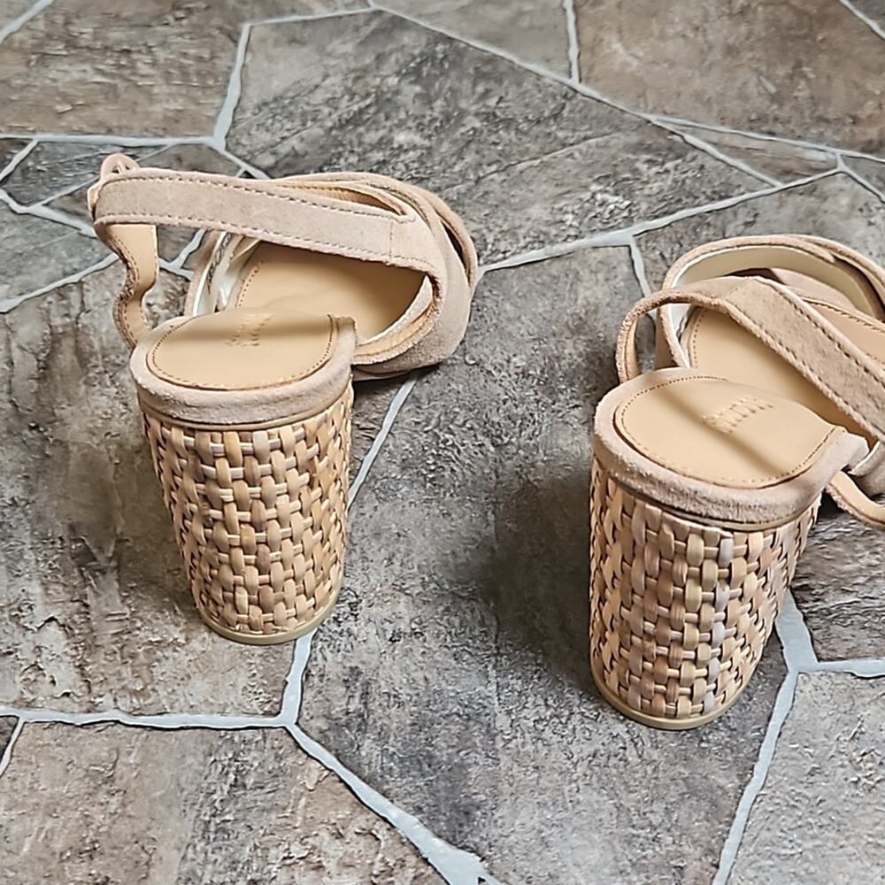 New in Box Soludos Olivia Heel Leather Sandal Sz 8.5 in Desert - Picture 4 of 11
